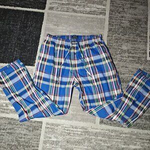 Polo Ralph Lauren Men's Pajama Pants Large Blue Plaid, 100% Cotton, Lightweight